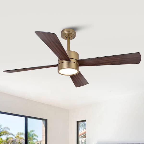52 in. Indoor Modern Gold Downrod 6-Speed Smart Ceiling Fan with RGB Color LED Light and APP Control/Remote