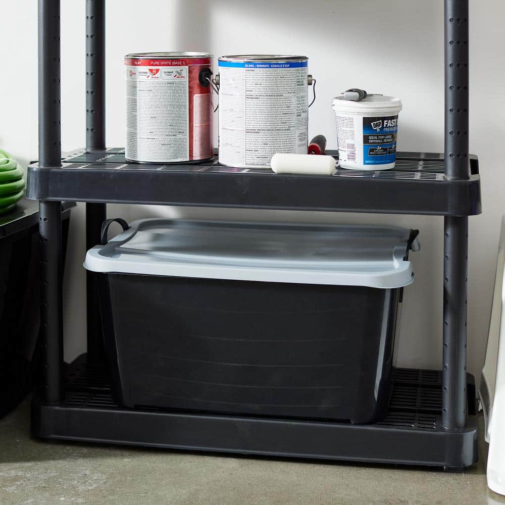 Life Story 55 Quart Black Stackable Lidded Storage Bins, Set of 6