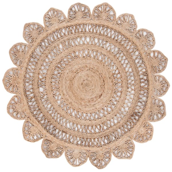 SAFAVIEH Natural Fiber Beige 5 ft. x 5 ft. Solid Color Round Area Rug