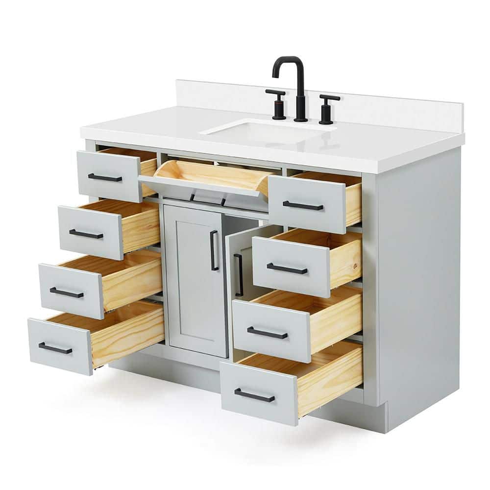 Hepburn 49" Grey Hardwood Single Basin Vanity Set