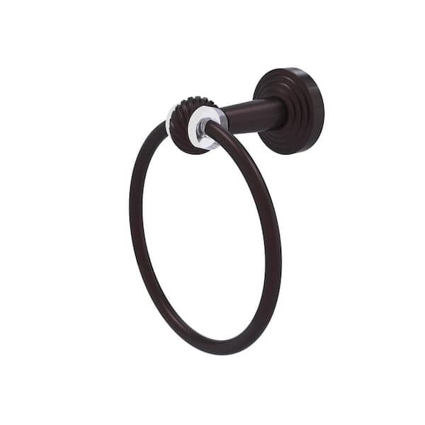 Allied Brass Pacific Beach Wall Mounted Towel Ring with Twisted Accents in Antique Bronze