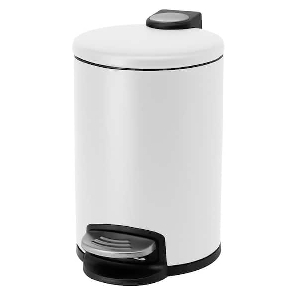 ACENTO Small Round 3L/0.65 Gal Pedal Trash Bin with Soft Close Lid in Matte White