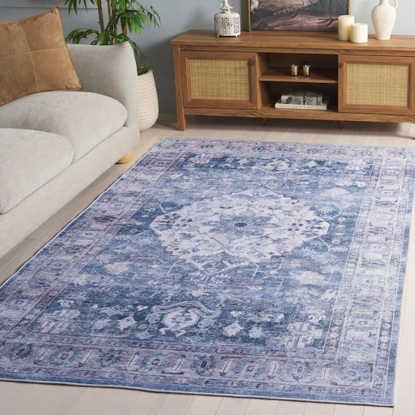 Tucson Blue/Gray 3 ft. x 5 ft. Machine Washable Aztec Medallion Area Rug