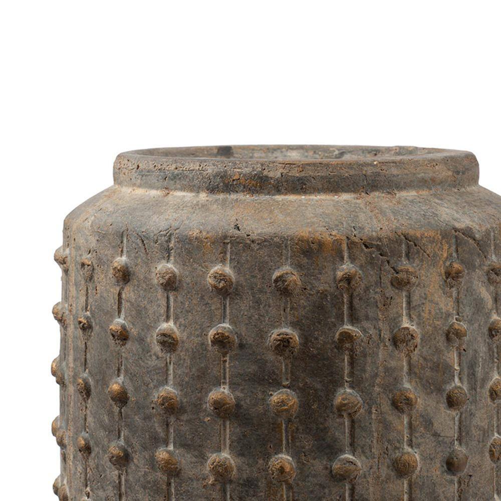 Distressed Gray Ceramic Beaded Indoor Outdoor Planter