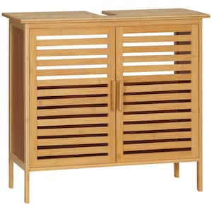 26 in. W x 11.5 in. D x 24.24 in. H Natural Bamboo Under Sink Bathroom Storage Wall Cabinet, Natural