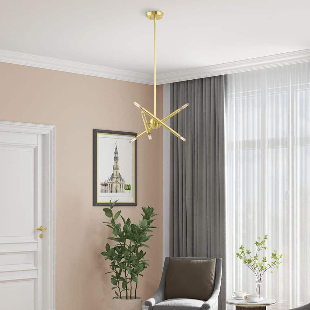 Soho Satin Brass Mini Sputnik 6-Light Chandelier