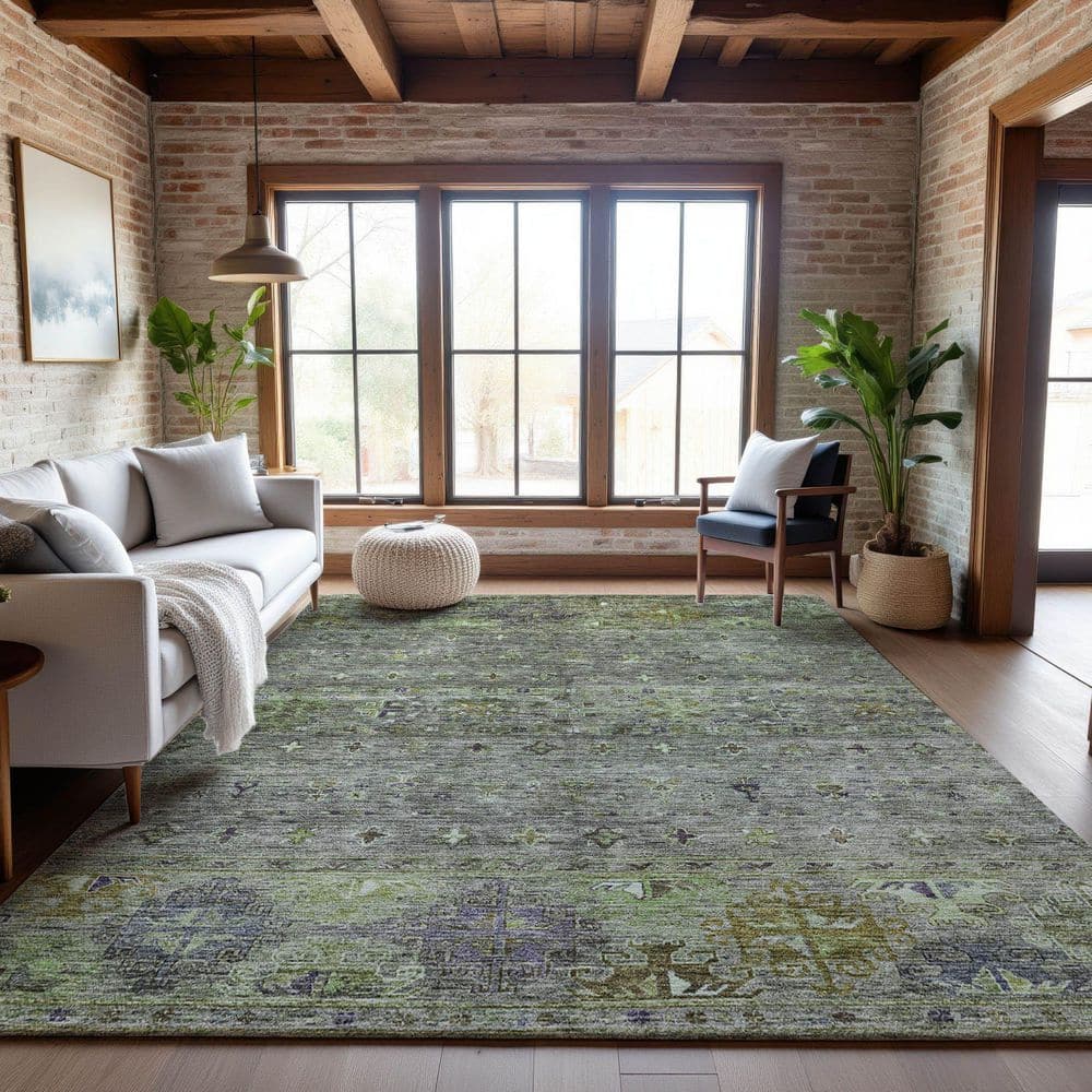 Mayfield Premium Machine Washable Abstract AMF1220 Sage 9 ft. x 12 ft. Area Rug price history on PriceWatchPro