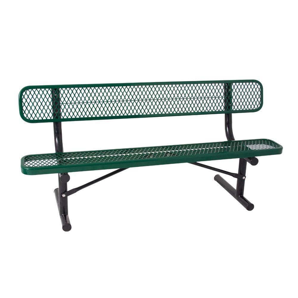 The Home Depot 8 ft. Bench with Back, Portable, Diamond, Black HD108-BK ...