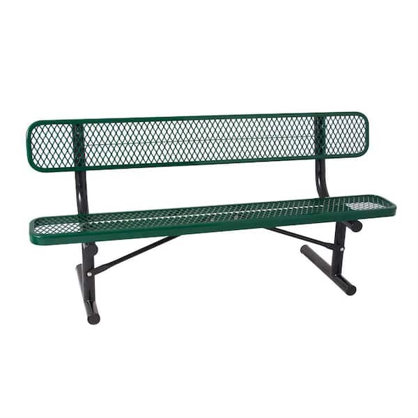 8 ft. Bench with Back, Surface Mount, Diamond, Red