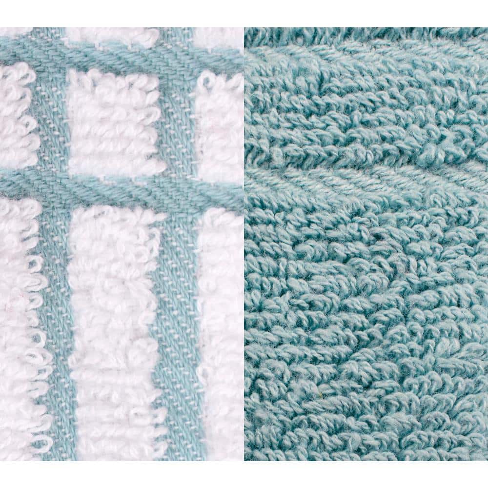 Dew Green and White Cotton Terry Kitchen Towel Set