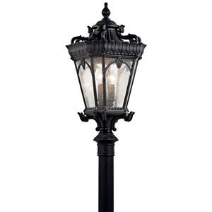 Tournai 4-Light Textured Black Outdoor Light Wall Mount Lantern with Clear Seeded Glass (1-Pack)