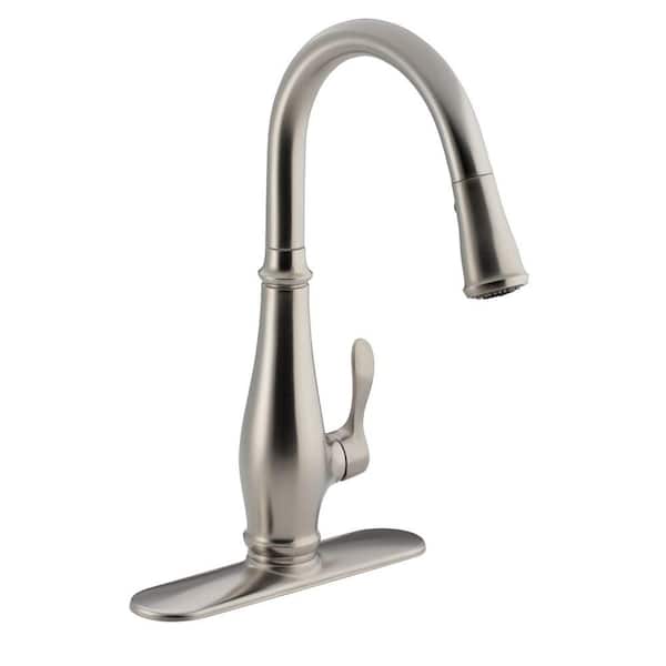 KOHLER Cruette Single-Handle Pull-Down Sprayer Kitchen Faucet with DockNetik and Sweep Spray in Vibrant Stainless Steel