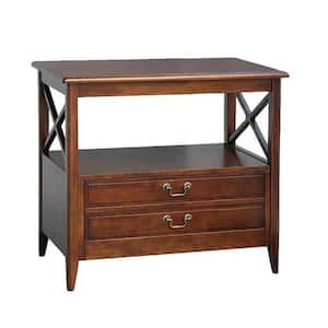 30.5 in. Brown Wood TV Stand Fits TVs up to 25 in. with 2 Drawers and One Open Shelf