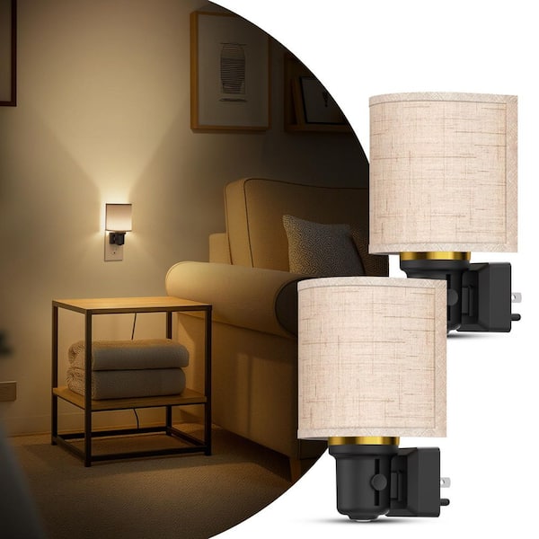 Fabric Design LED Night Lights Plug into Wall – 0–100LM Dimmable with Light Sensor, Warm White 3000K Glow(4-Pack)