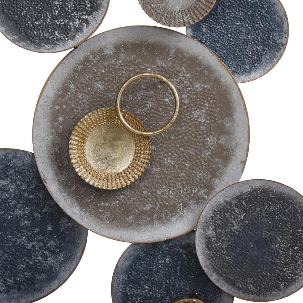 Nobu Gold and Silver Hammered Metal Abstract Wall Art