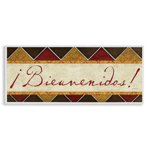 Stupell Industries Welcome Phrase Traditional by Jennifer Pugh White Framed Typography Giclee Art Print 10 in. x 24 in.