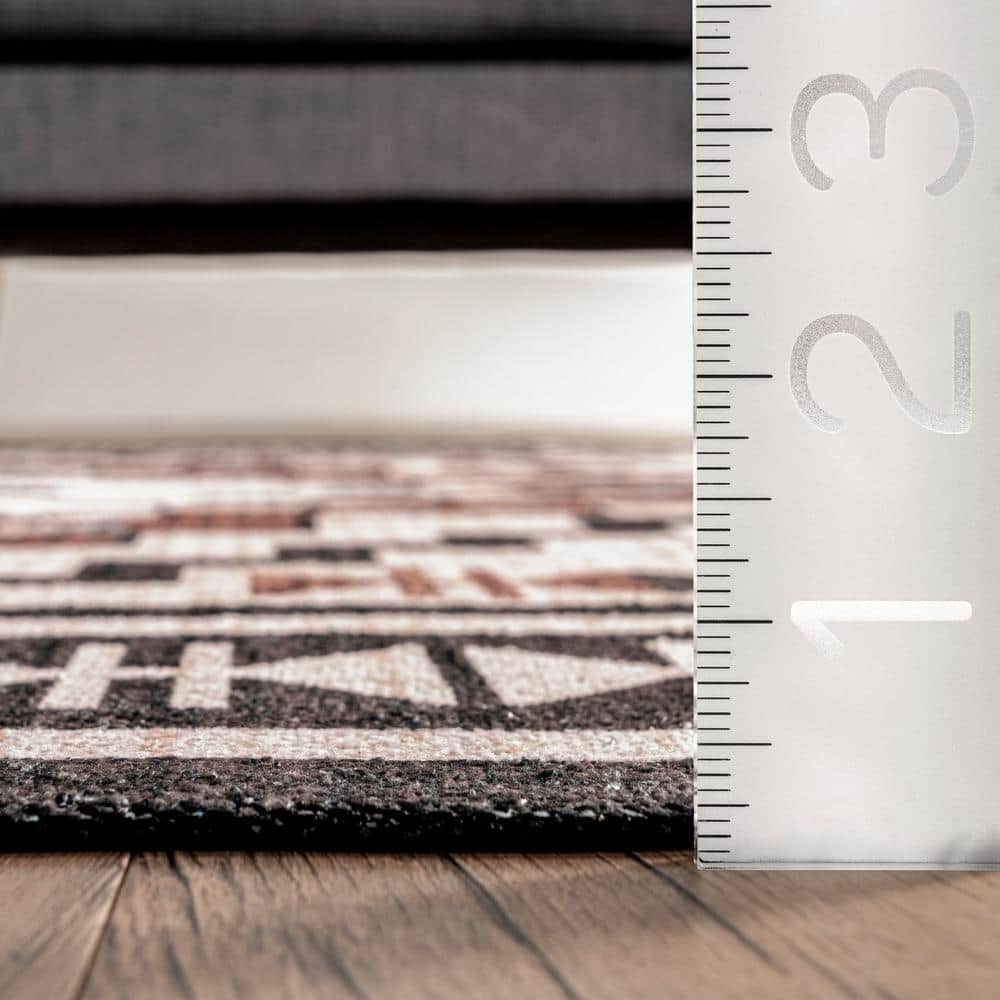 Beige 4' x 6' Reversible Synthetic Medallion Area Rug