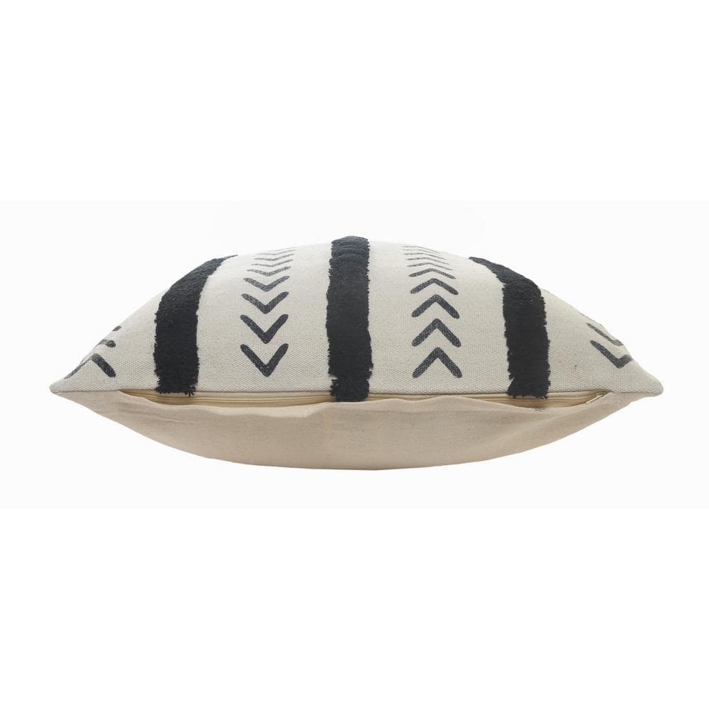 Natural and Black Chevron Cotton Throw Pillows, 20" x 20", Set of 2