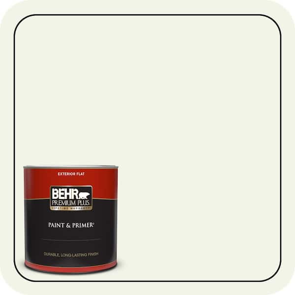 BEHR PREMIUM PLUS 1 Qt. #GR-W10 Calcium Flat Exterior Paint & Primer
