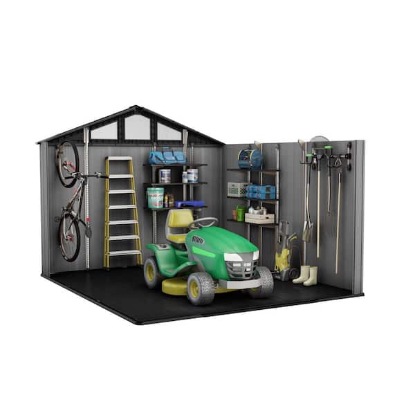 Stronghold 2.0 10 ft. W x 11.5 ft. D Durable Resin Plastic Outdoor Storage Shed with Flooring Grey 120 sq. ft.