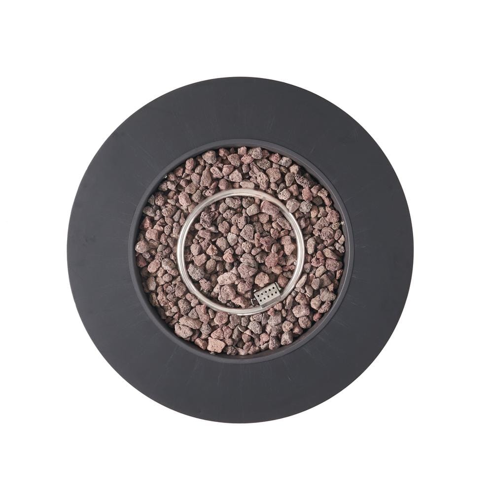 Dark Gray Round Iron Gas Fire Pit for Outdoor Seating