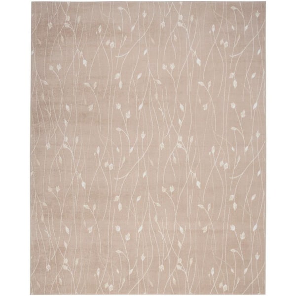 Grafix Beige 9 ft. x 12 ft. Floral Contemporary Area Rug