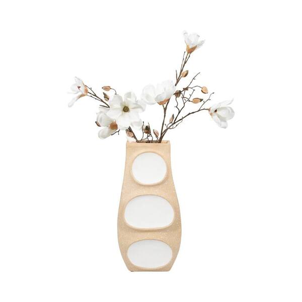 Liv & Skye 19 in. Ivory Ceramic Geometric Big Polka Dot Decorative
