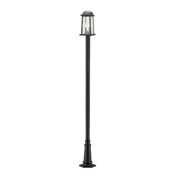 Unbranded Millworks 110.25 in. 2 Light Black Aluminum Hardwired Outdoor Weather Resistant Post Light Set with No Bulbs Included