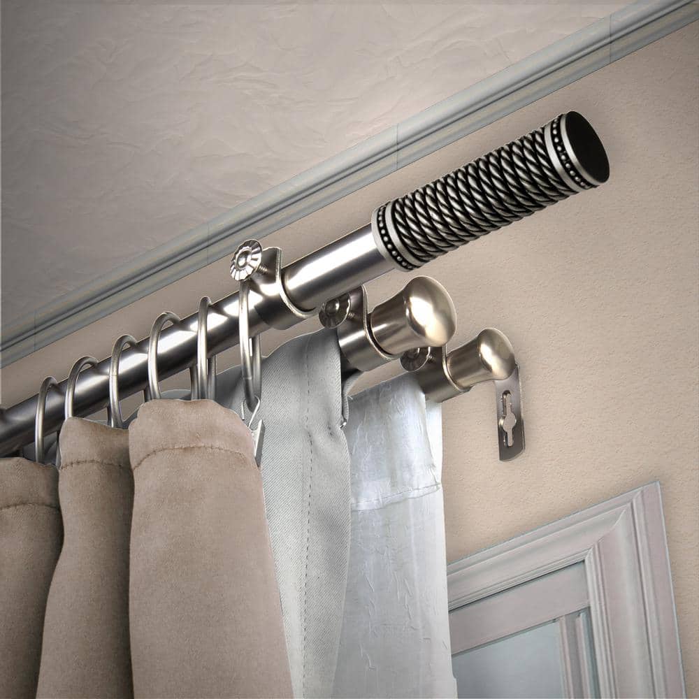 "13/16"" Dia Adjustable 66"" to 120"" Triple Curtain Rod in Satin Nickel with Enzo Finials" price history on PriceWatchPro