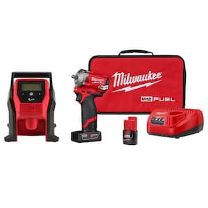 M12 FUEL 12V Lithium-Ion Brushless Cordless Stubby 3/8 in. Impact Wrench & Inflator Combo Kit (2-Tool)
