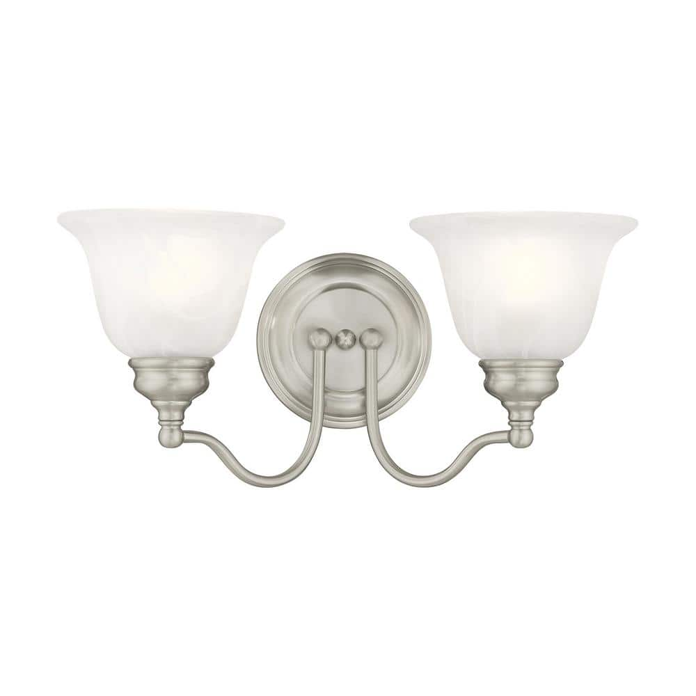 Livex Lighting Woodside 15.25 in. 2-Light Brushed Nickel Vanity Light ...