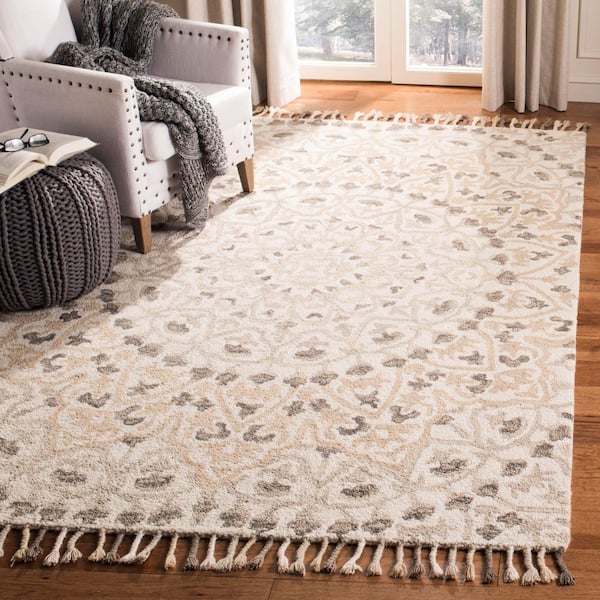 Blossom 6 ft. x 6 ft. Ivory/Taupe Garden Medallion Square Area Rug