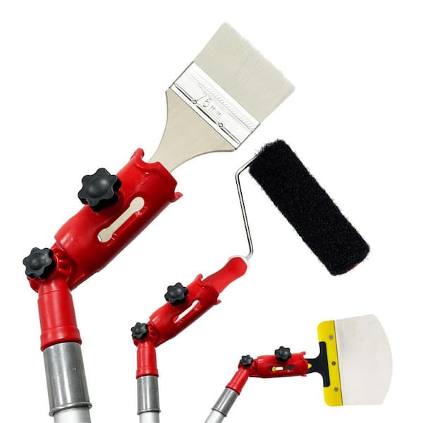 0.04 oz. Multi-Angle Paint Brush Extender Red Extension Pole Attachment Paint Edger Rotating Head Paint Roller Scraper