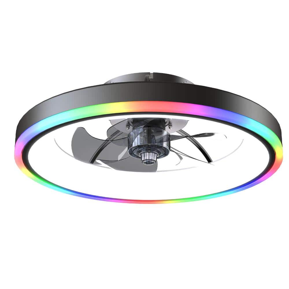 19.7 in. Black RGB LED Fandelier Ceiling Fan with Light, Remote and App Control, Reversible 6-Speed DC Motor price history on PriceWatchPro
