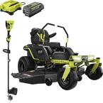 54 in. 48-Volt HP Brushless 115 Ah Battery Electric Riding Zero Turn Mower with 40-Volt HP String Trimmer