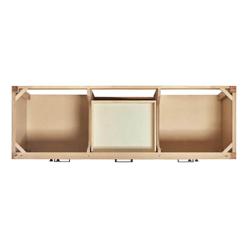 66'' Medium Oak Double Freestanding Bathroom Vanity with Black Hardware