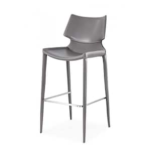 29.5 in. Gray Low Back Metal Bar Chair with Faux leather Seat Set of 2