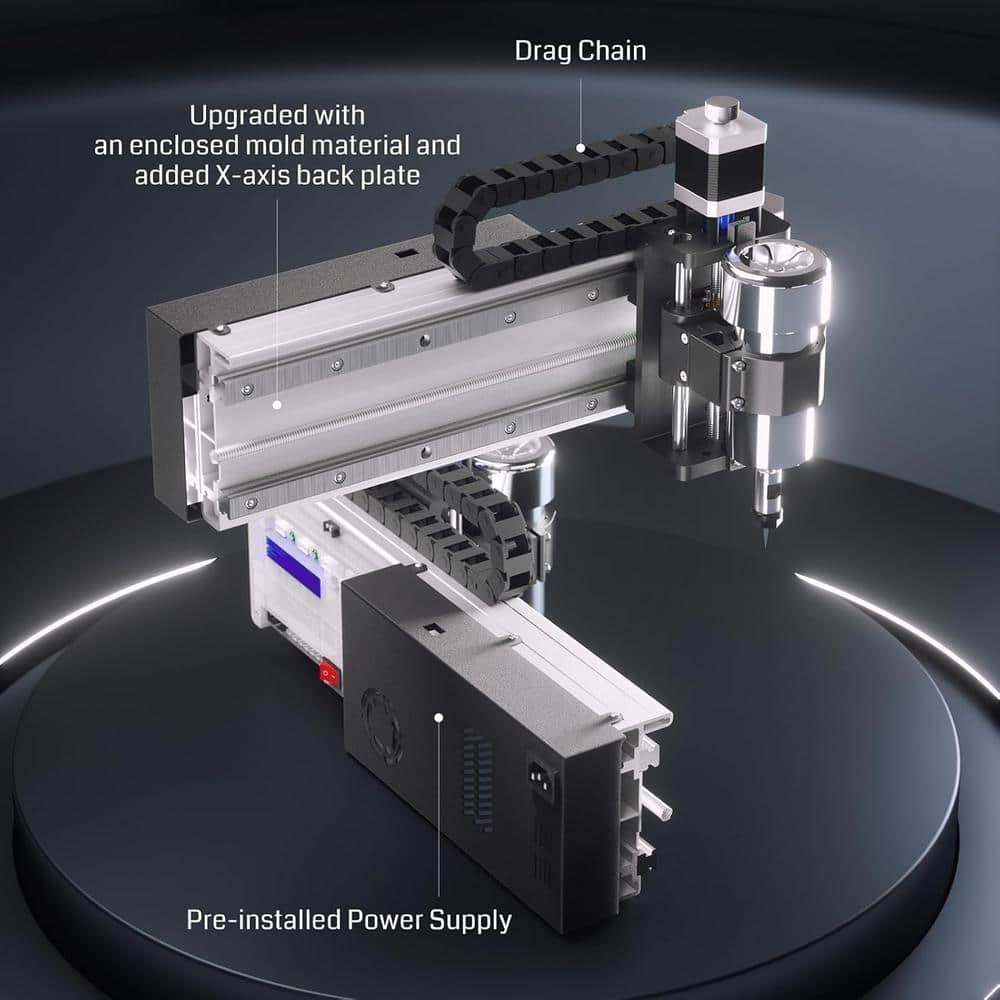 Genmitsu Silver Aluminum CNC Router Machine with Upgraded 3 Axis Engraver