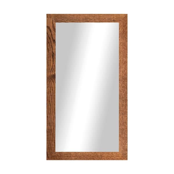 2 in Honey Frame (30 in. W x 19 in. H) Oak Hardwood Rectangle Wall Mirror