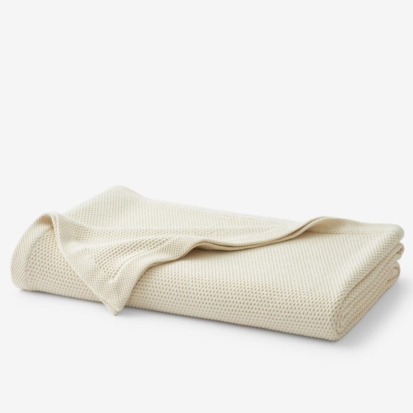 The Company Store Legends Hotel Garter Stitch Birch Cotton Twin Blanket