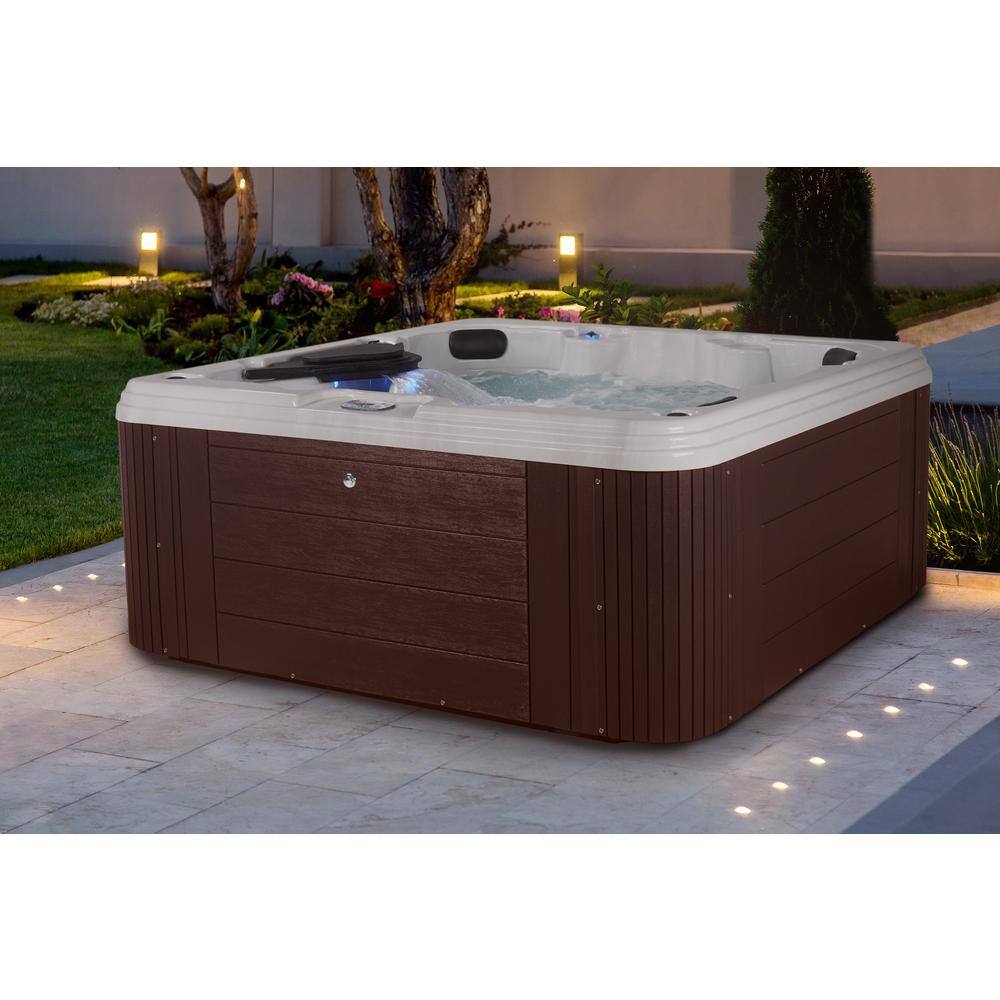 Narada Harmony 6-Person Brown and Silver Square Hot Tub