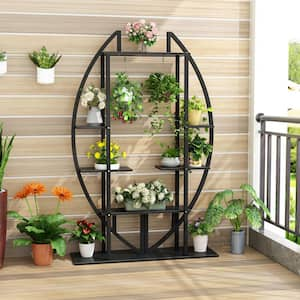 Eileen 63 in. Black Curve Wood Indoor Plant Stand with 5-Tier (Pack of 2)