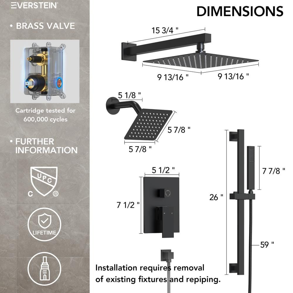 Matte Black Dual Shower Head System with Adjustable Handheld