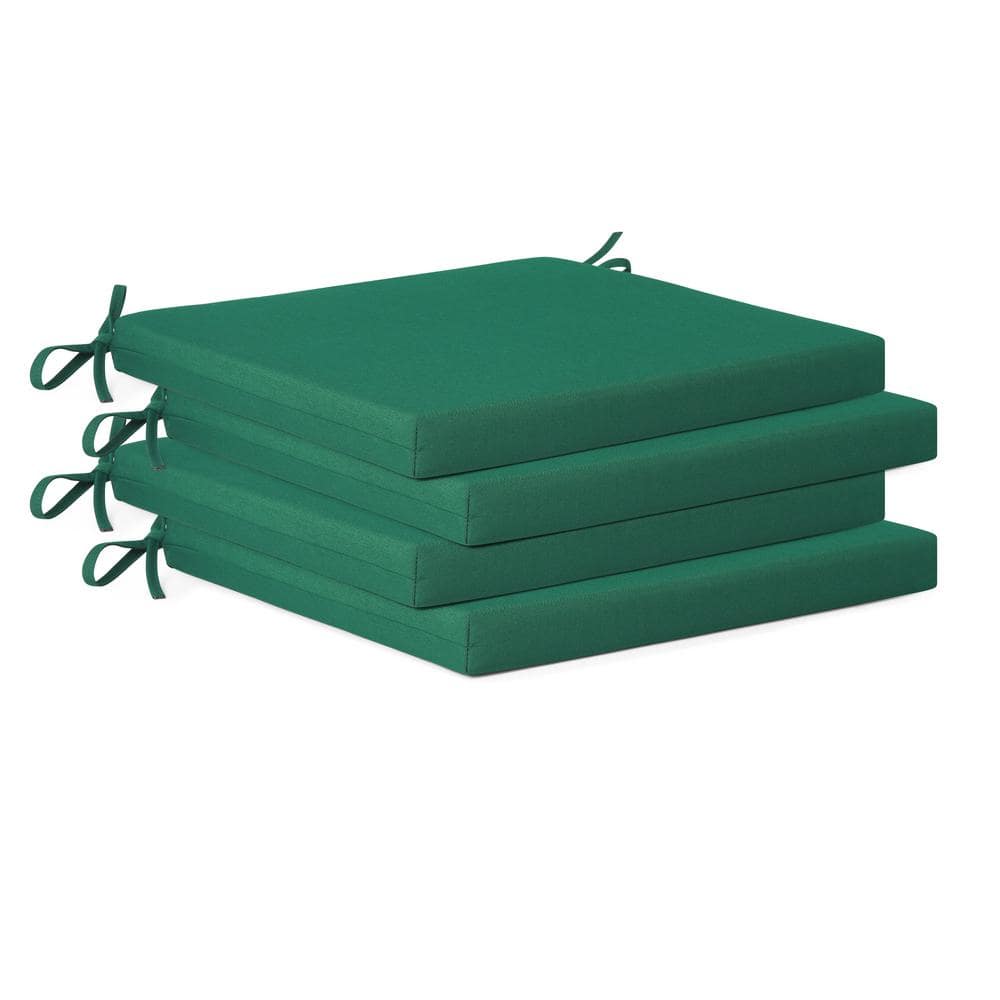 FadingFree (Set of 4) Outdoor Dining Square Patio Chair Seat Cushions with Ties, 20 in. x 18 in. x 2.5 in., Green price history on PriceWatchPro