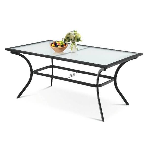 rectangle glass top patio table