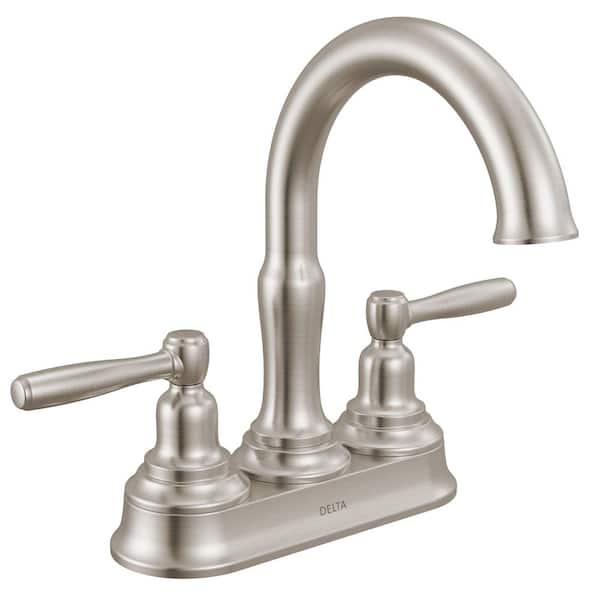 Roe 4 in. Centerset Double Handle Bathroom Sink Faucet in Stainless