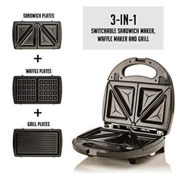 Aigostar Rubik 750W Sandwich Maker/Grill/Waffle 3 in 1 Compact Size with Automatic Thermostatic System, Non-stick and Removable Plates, Dishwasher Safe, Exclusive Design