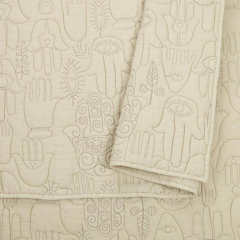 Jungalow Khaki Hamsa Hand Full/Queen Quilt Set
