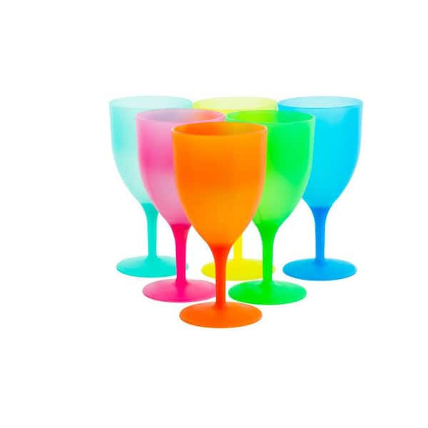 LEXI HOME 14 oz. Colorful Plastic Reusable Water Goblets (Set of 6)