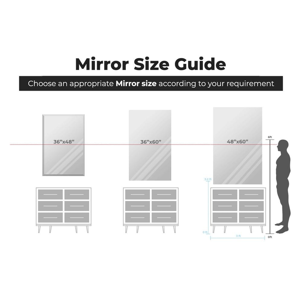 48" x 60" Frameless Polished Edge Rectangle Wall Mirror